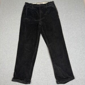 Nautica Rigger Classic Fit Corduroy Pants Mens 34x32 Black Cuffed Pleated Preppy